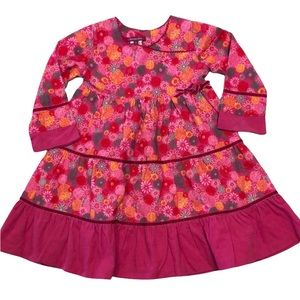 deux par deux • Pink Floral Ruffle Corduroy Dress - 2